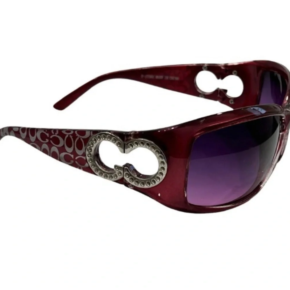 GC METALLIC BURGUNDY COLOR WRAP AROUND SUNGLASSES